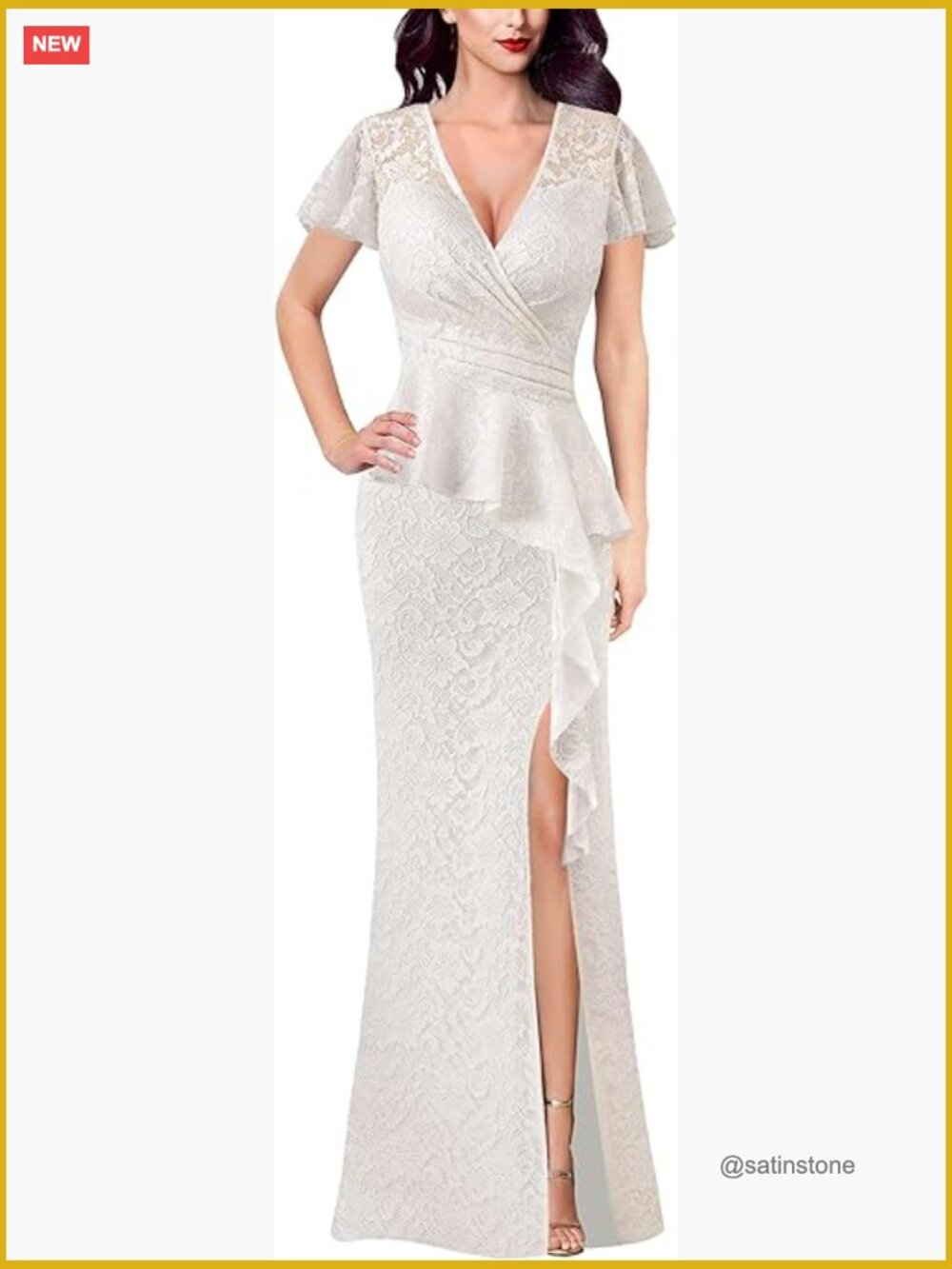 Polyester Blend Ruched Wrap V Neck Formal Prom Peplum Maxi Dress